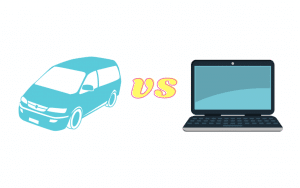 minivan graphic versus computer graphic